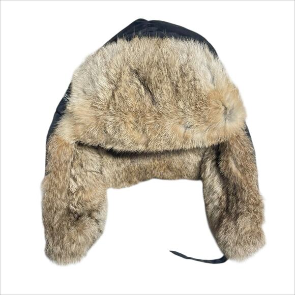COLUMBIA Genuine Rabbit Fur-Trim Trapper Hat Black Size Unisex Large - Picture 1 of 8